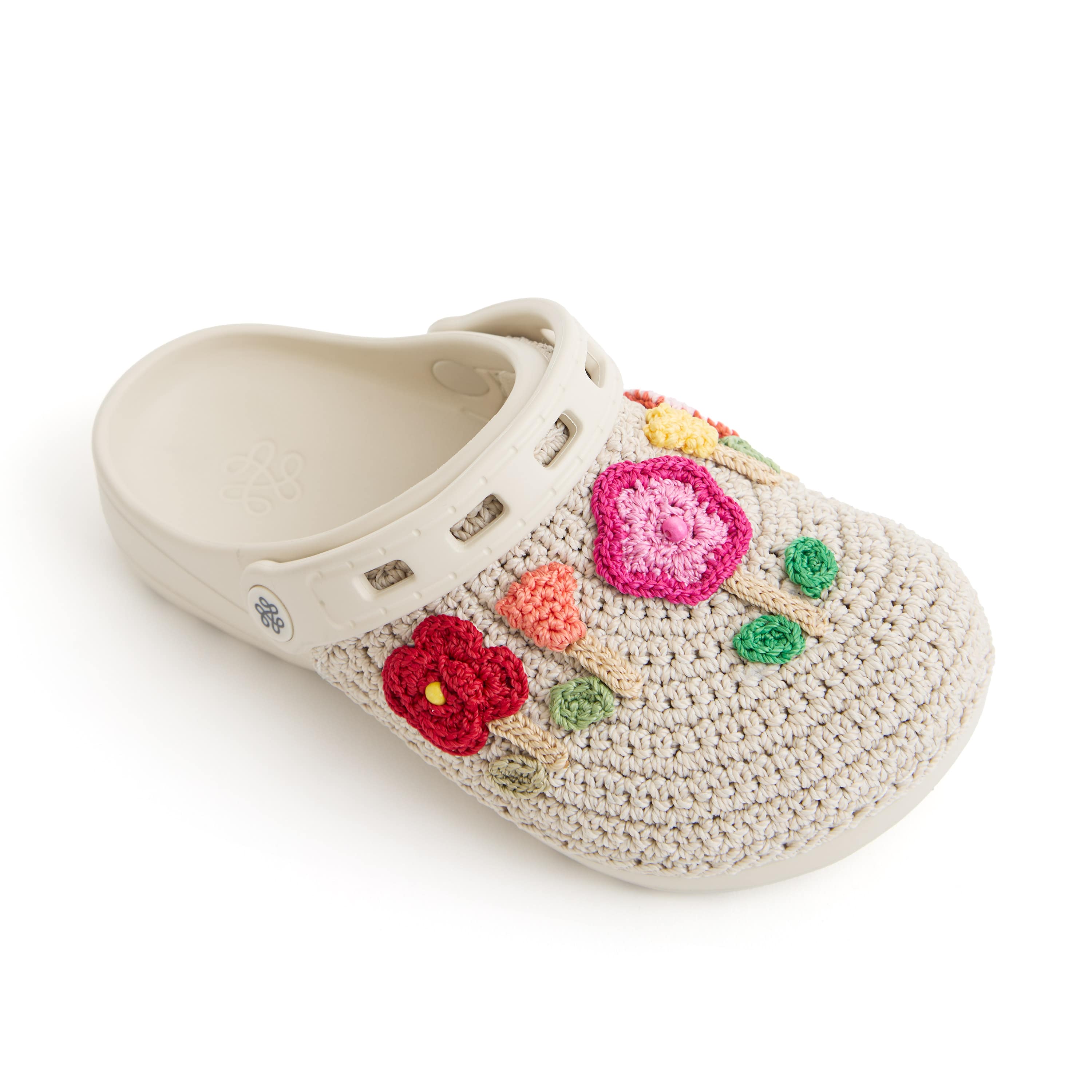 The Sak Bolo Eva Clog - Hand Crochet - Flower Ecru