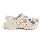 The Sak Bolo Eva Clog - Hand Crochet - Natural Multi Flowers