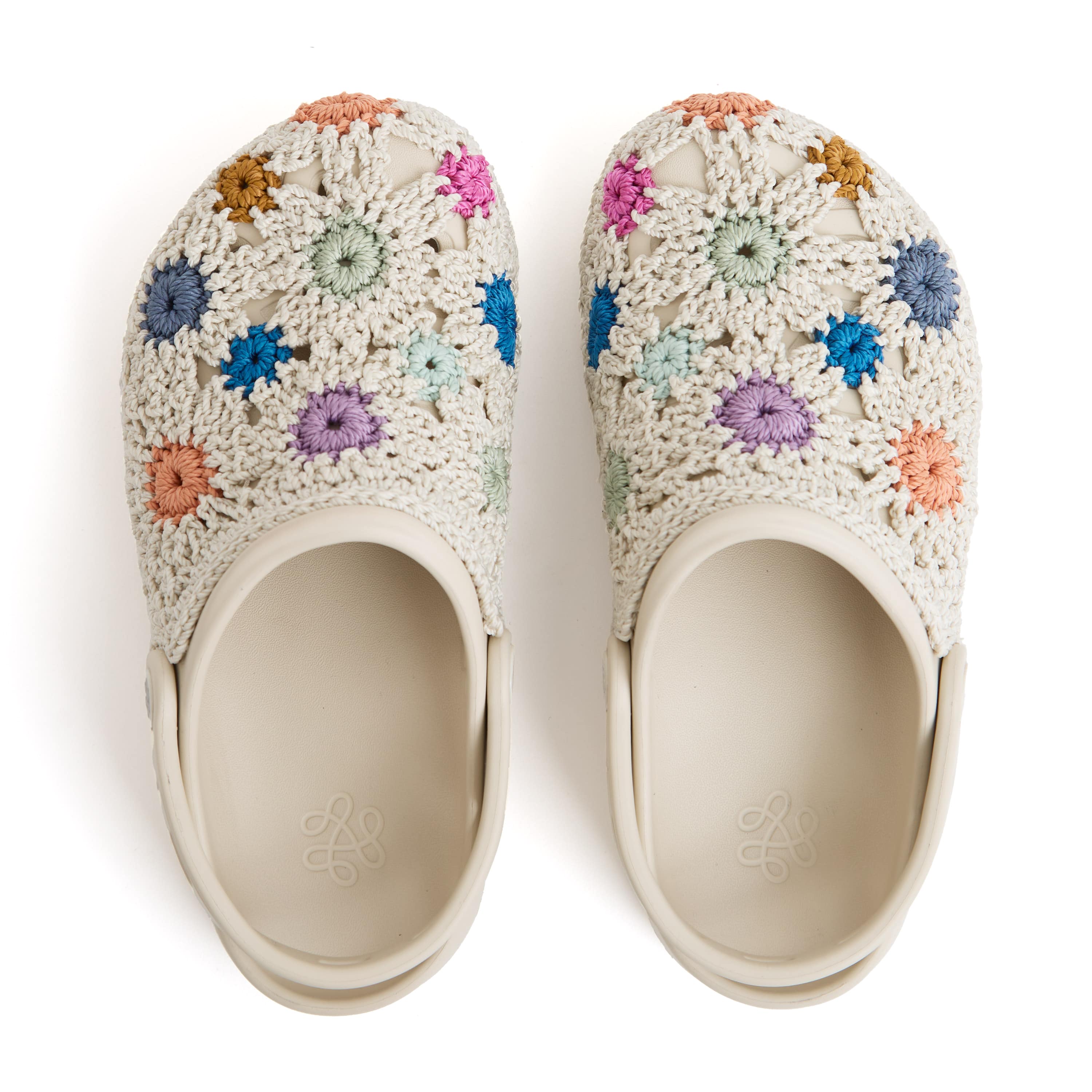 The Sak Bolo Eva Clog - Hand Crochet - Natural Multi Flowers