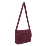The Sak Marlow Flap Shoulder Bag - Hand Crochet - Black Cherry Shell