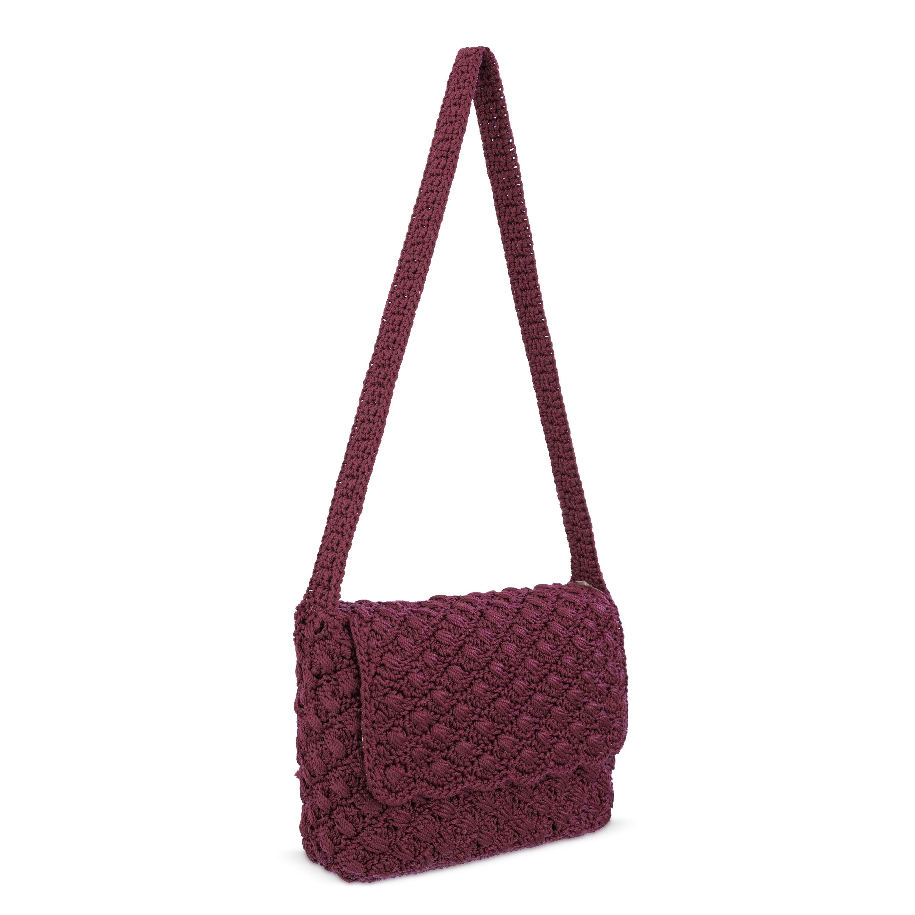 The Sak Marlow Flap Shoulder Bag - Hand Crochet - Black Cherry Shell