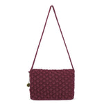 The Sak Marlow Flap Shoulder Bag - Hand Crochet - Black Cherry Shell