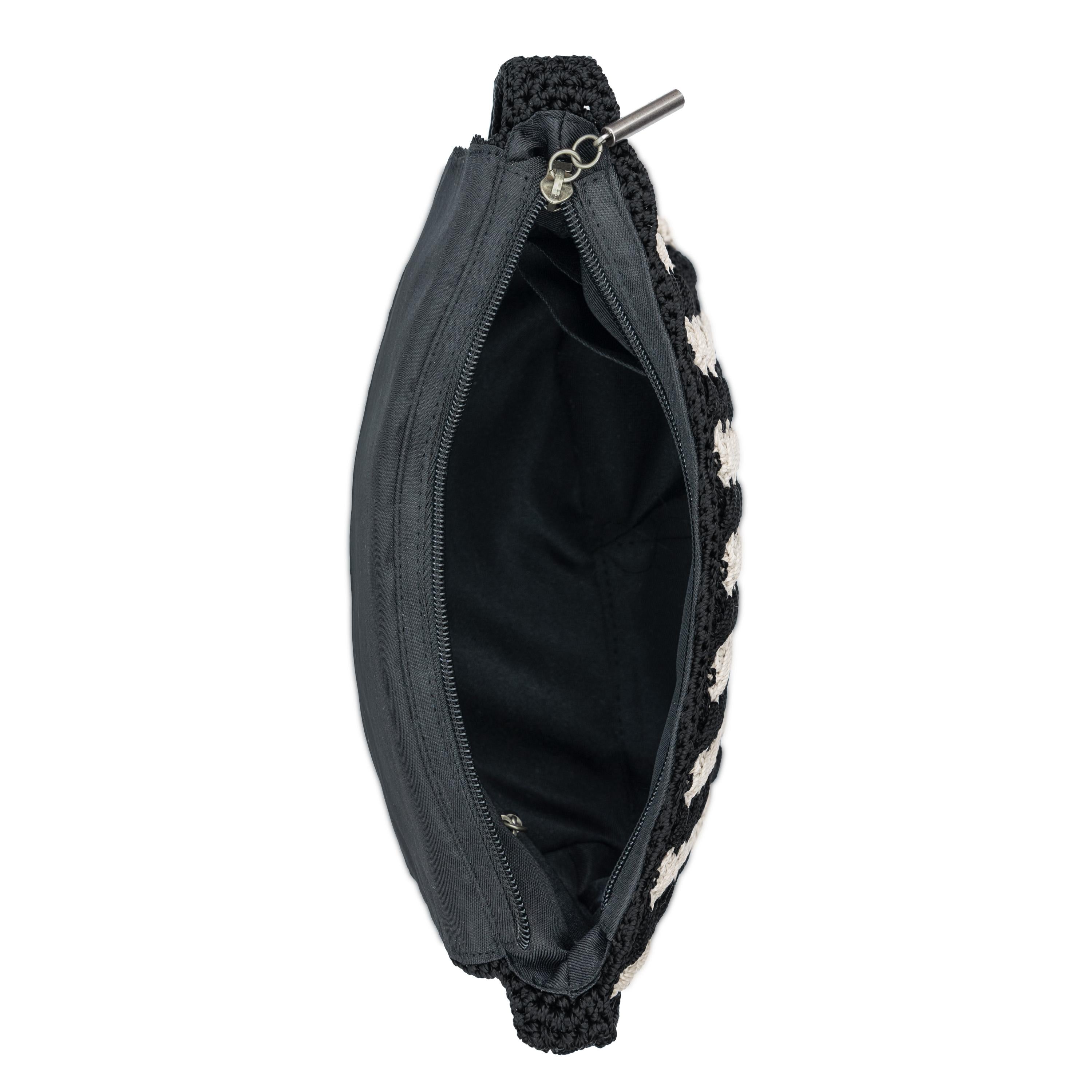 The Sak Marlow Flap Shoulder Bag - Hand Crochet - Black Ecru Shell