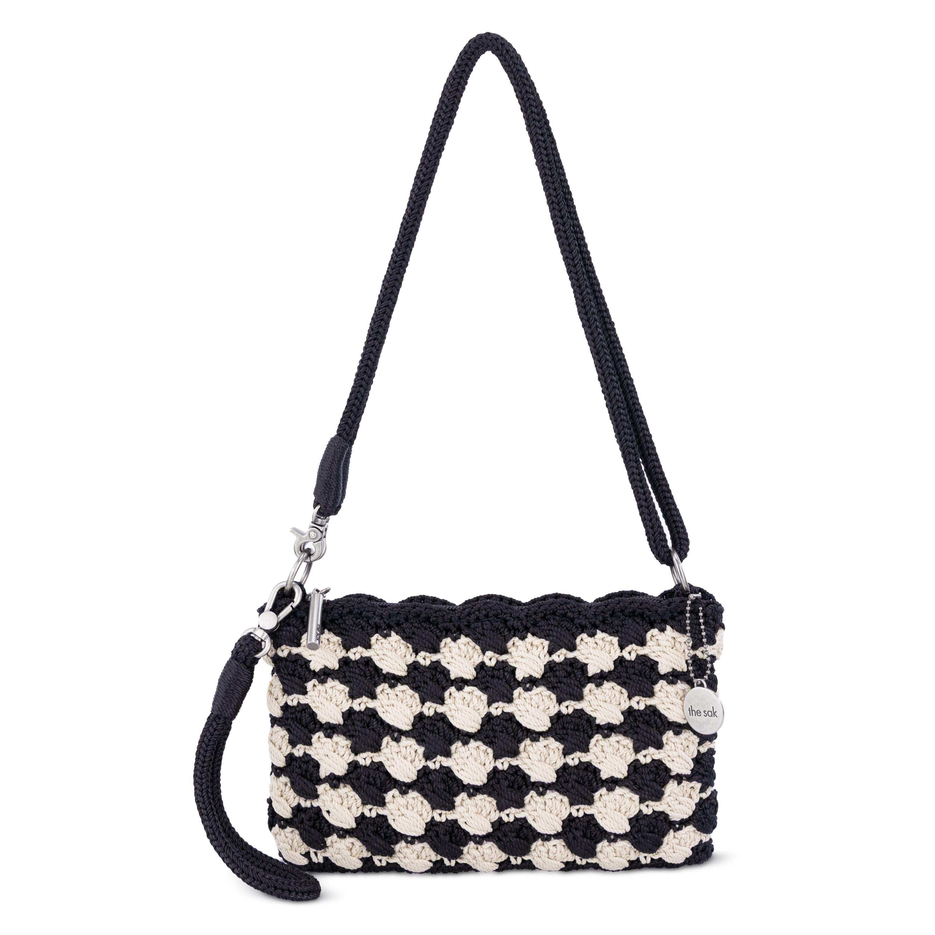 The Sak Vita Convertible Wristlet - Hand Crochet - Black Ecru Shell