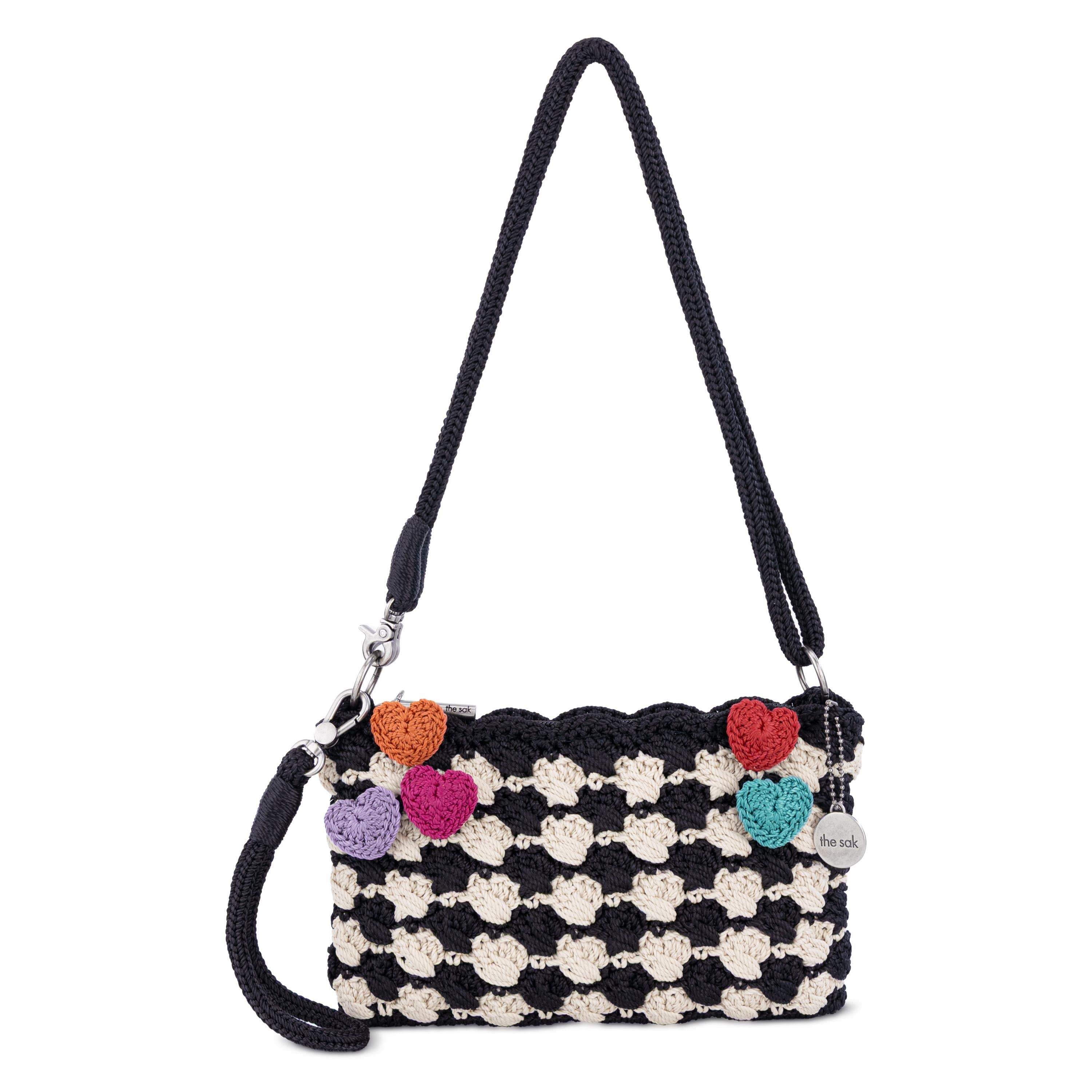 The Sak Vita Convertible Wristlet - Hand Crochet - Black Ecru Shell