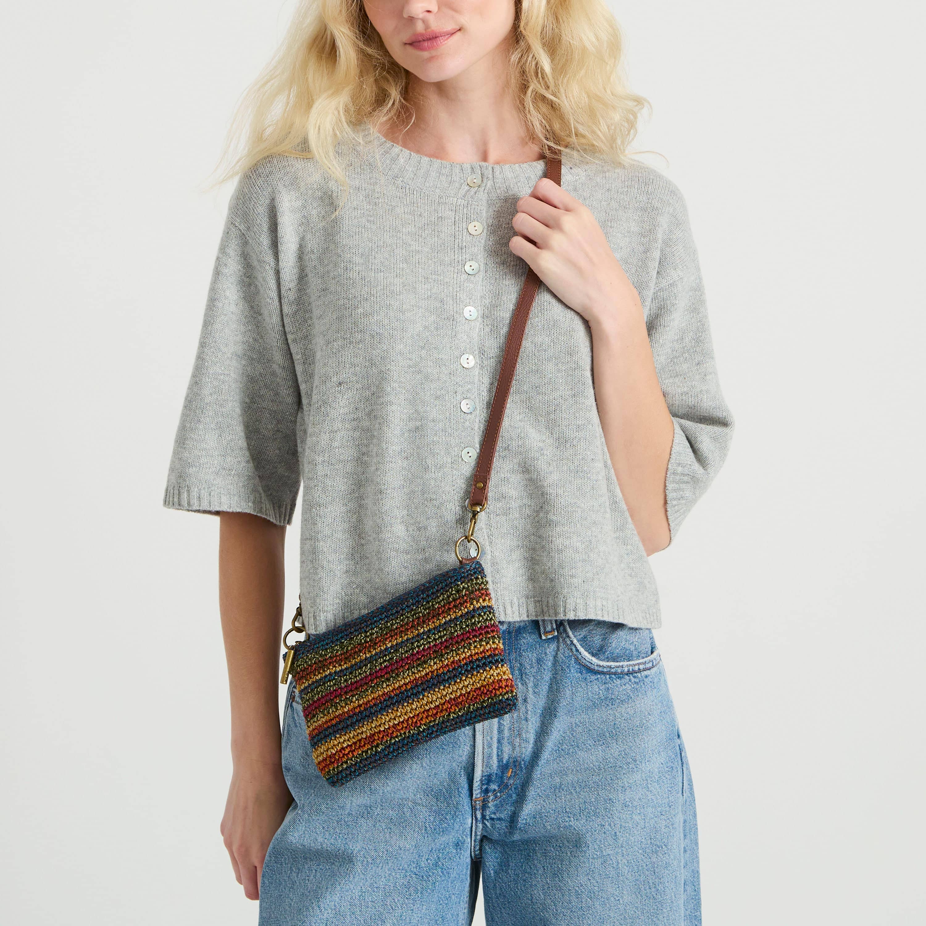 The Sak Vita Convertible Wristlet - Hand Crochet - Woodland Stripe