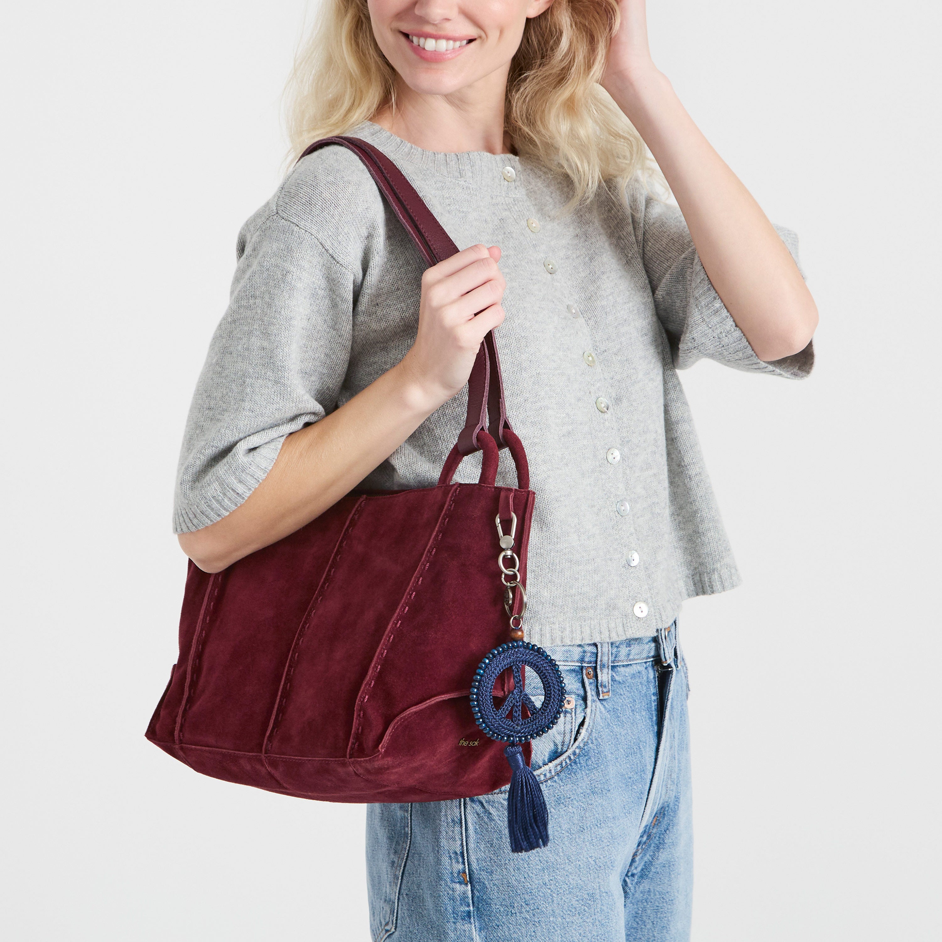 The Sak Los Feliz Satchel - Leather - Black Cherry Suede