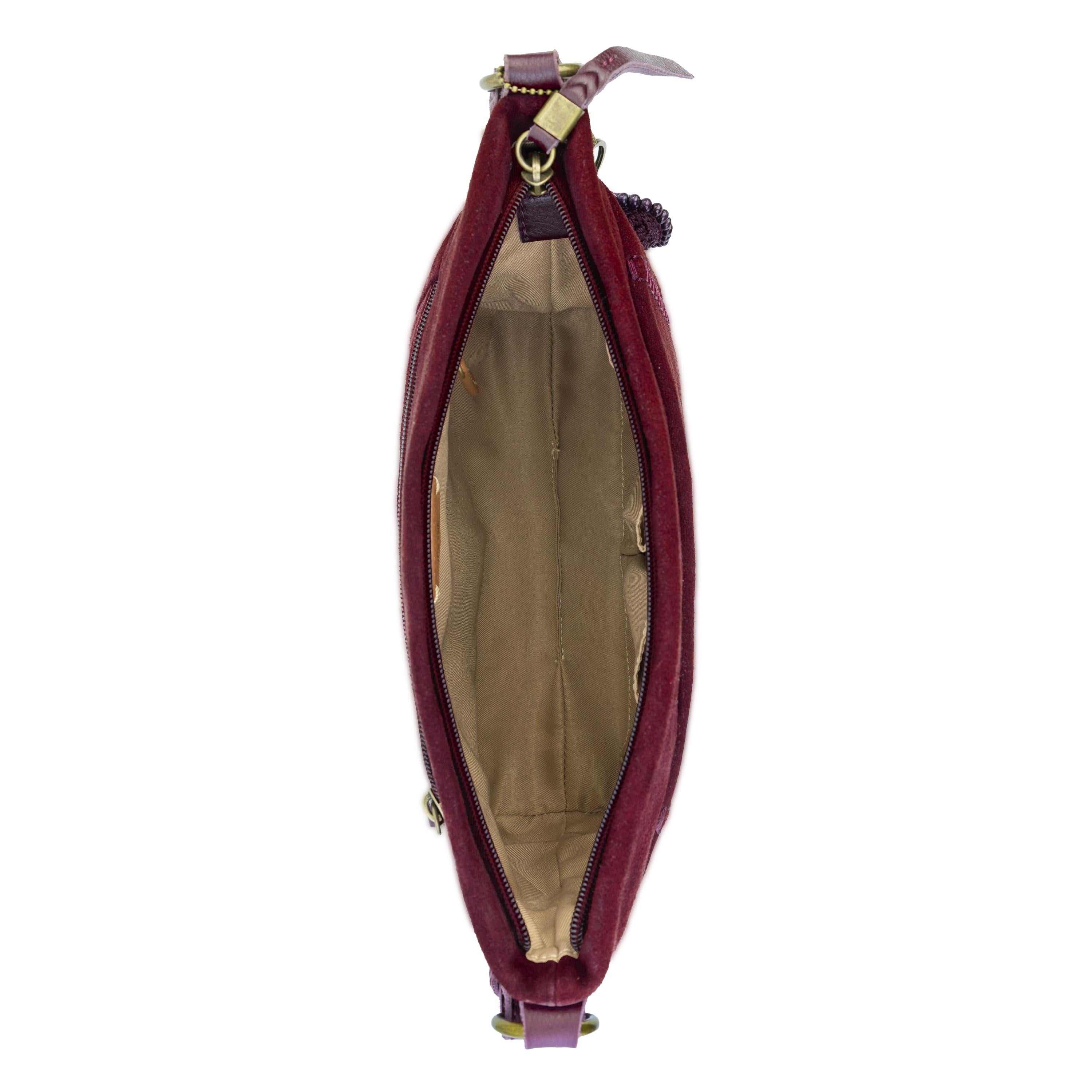 The Sak Melrose Crossbody - Leather - Black Cherry Suede Heart