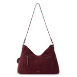 The Sak Melrose Shoulder Bag - Leather - Black Cherry Suede Heart