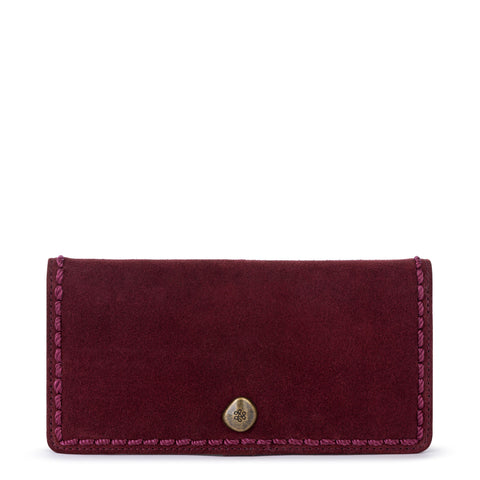 The Sak Mira Large Wallet - Leather - Black Cherry Suede