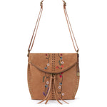 The Sak Silverlake Flap Crossbody - Leather - Tan Suede Whimsy Floral Embroidery