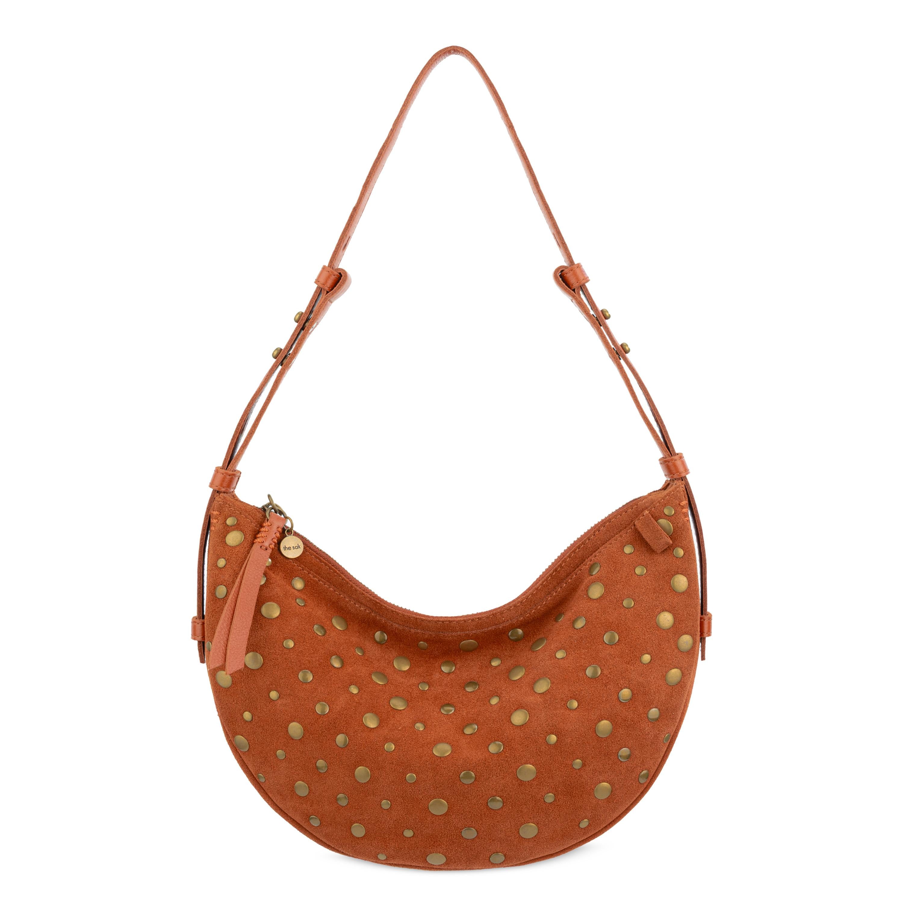 The Sak Tess Shoulder Bag - Leather - Persimmon Suede Gold Stud