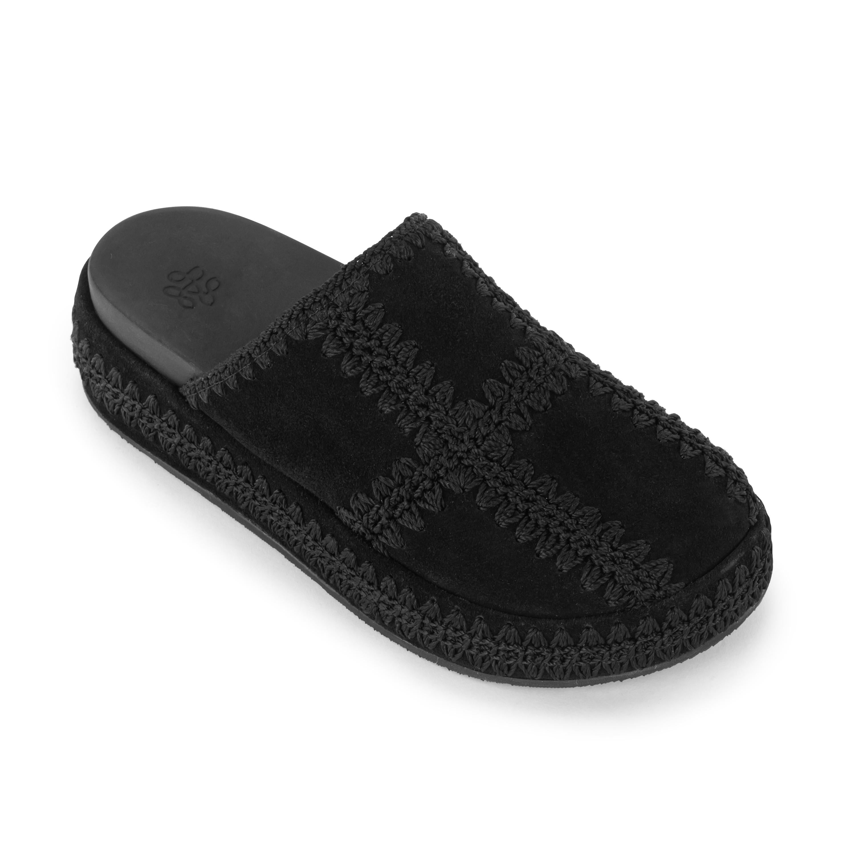 The Sak Bryn Platform Clog - Leather - Black Suede Patch