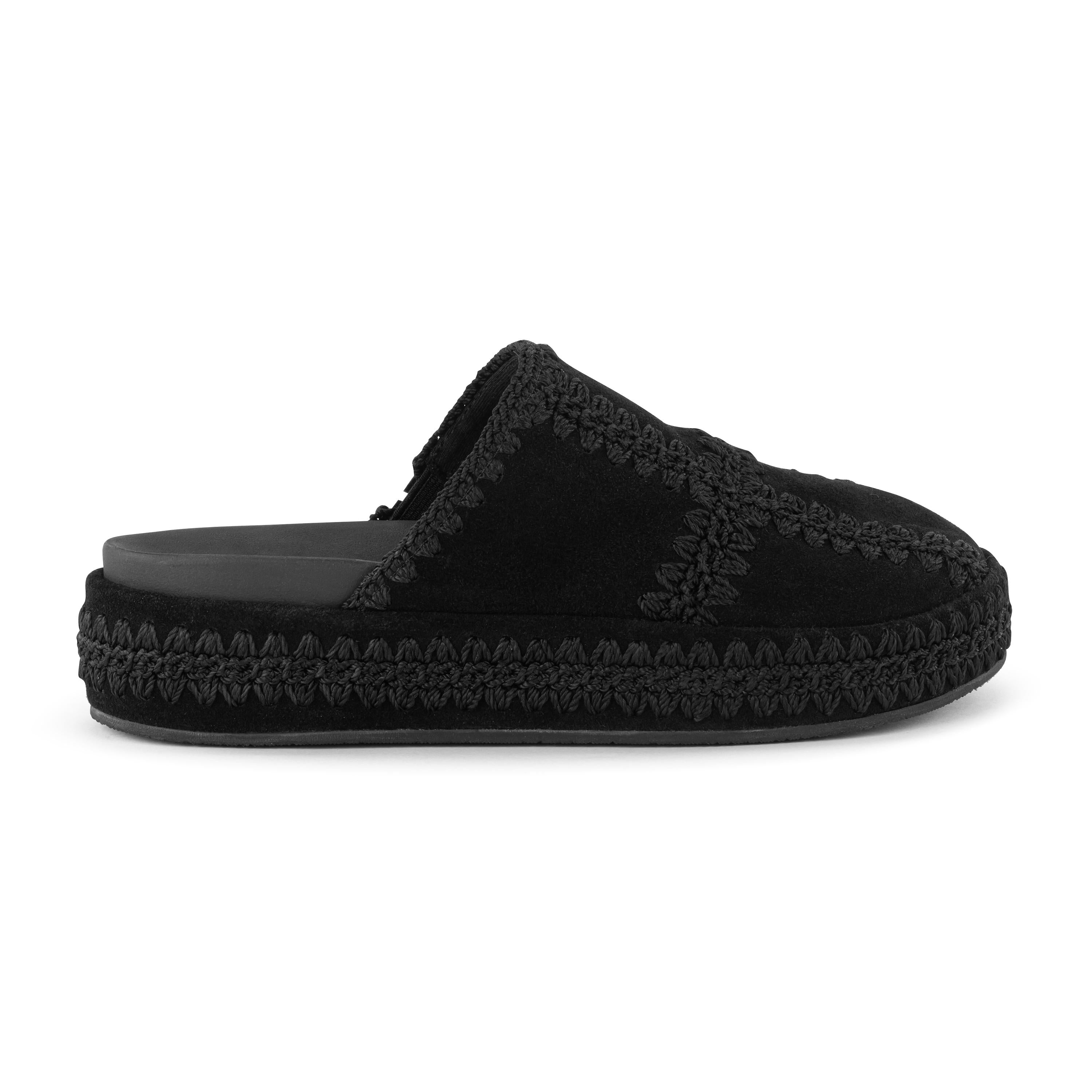 The Sak Bryn Platform Clog - Leather - Black Suede Patch