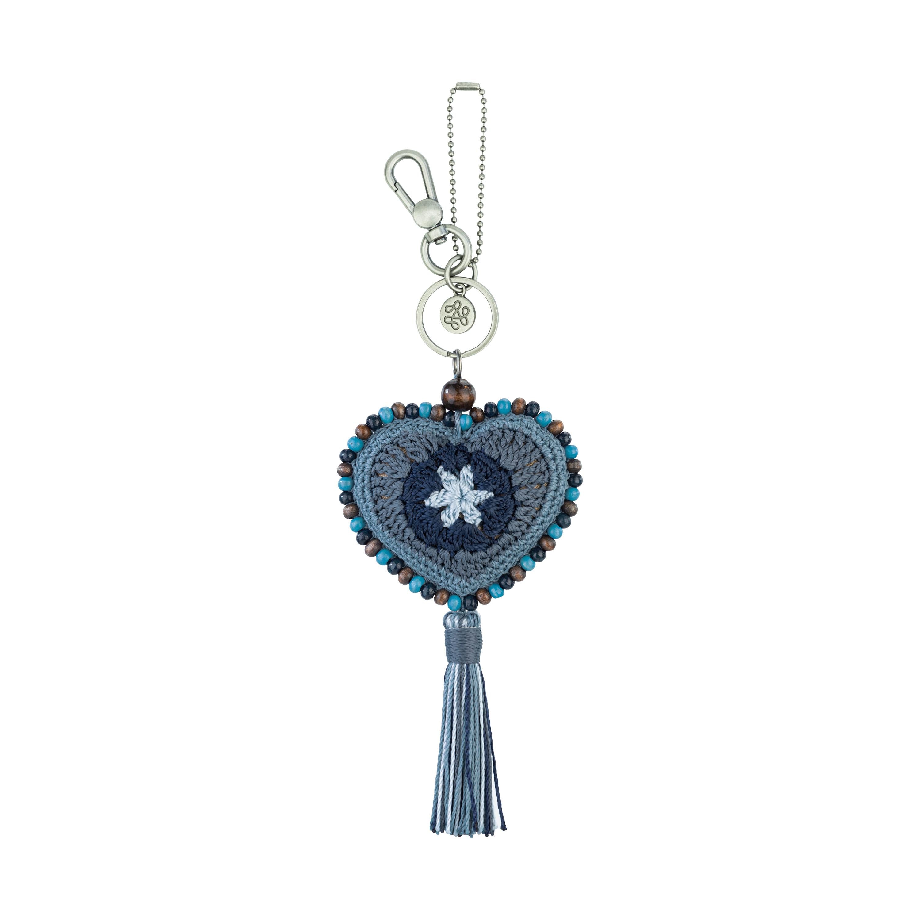 The Sak Yarnicharmz Dangle - Hand Crochet - Maritime Patch Heart