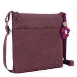 Sakroots Banyan Basic Crossbody - EcoTwill - Black Cherry Flower Blossom Quilted