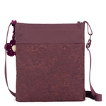 Sakroots Banyan Basic Crossbody - EcoTwill - Black Cherry Flower Blossom Quilted