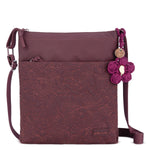 Sakroots Banyan Basic Crossbody - EcoTwill - Black Cherry Flower Blossom Quilted