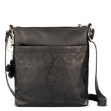 Sakroots Banyan Basic Crossbody - Vegan Leather - Black Floral Embossed