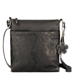 Sakroots Banyan Basic Crossbody - Vegan Leather - Black Floral Embossed