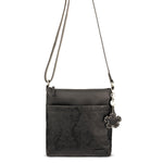 Sakroots Banyan Basic Crossbody - Vegan Leather - Black Floral Embossed