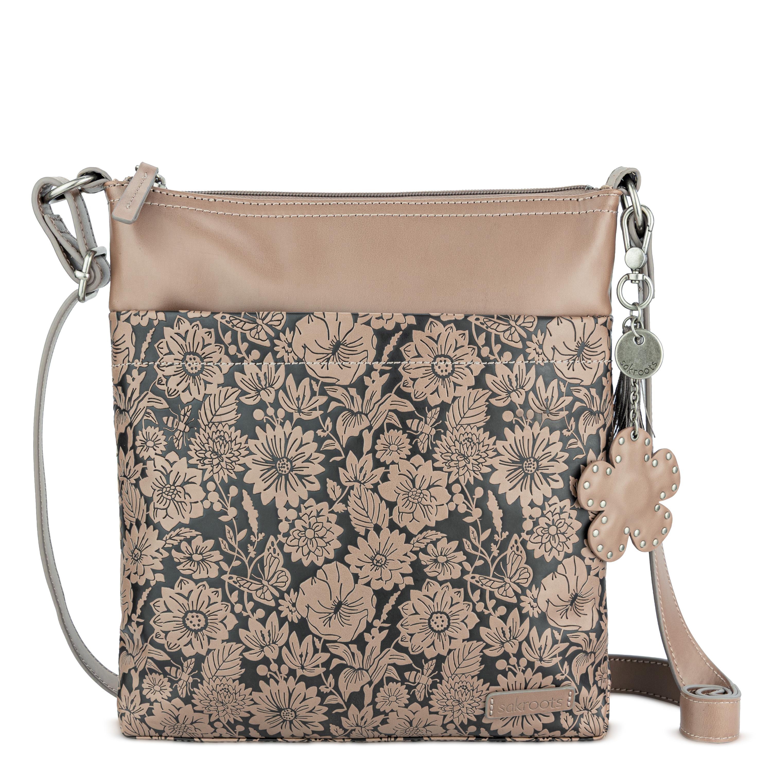 Sakroots Banyan Basic Crossbody - Vegan Leather - Mushroom In Bloom Embossed