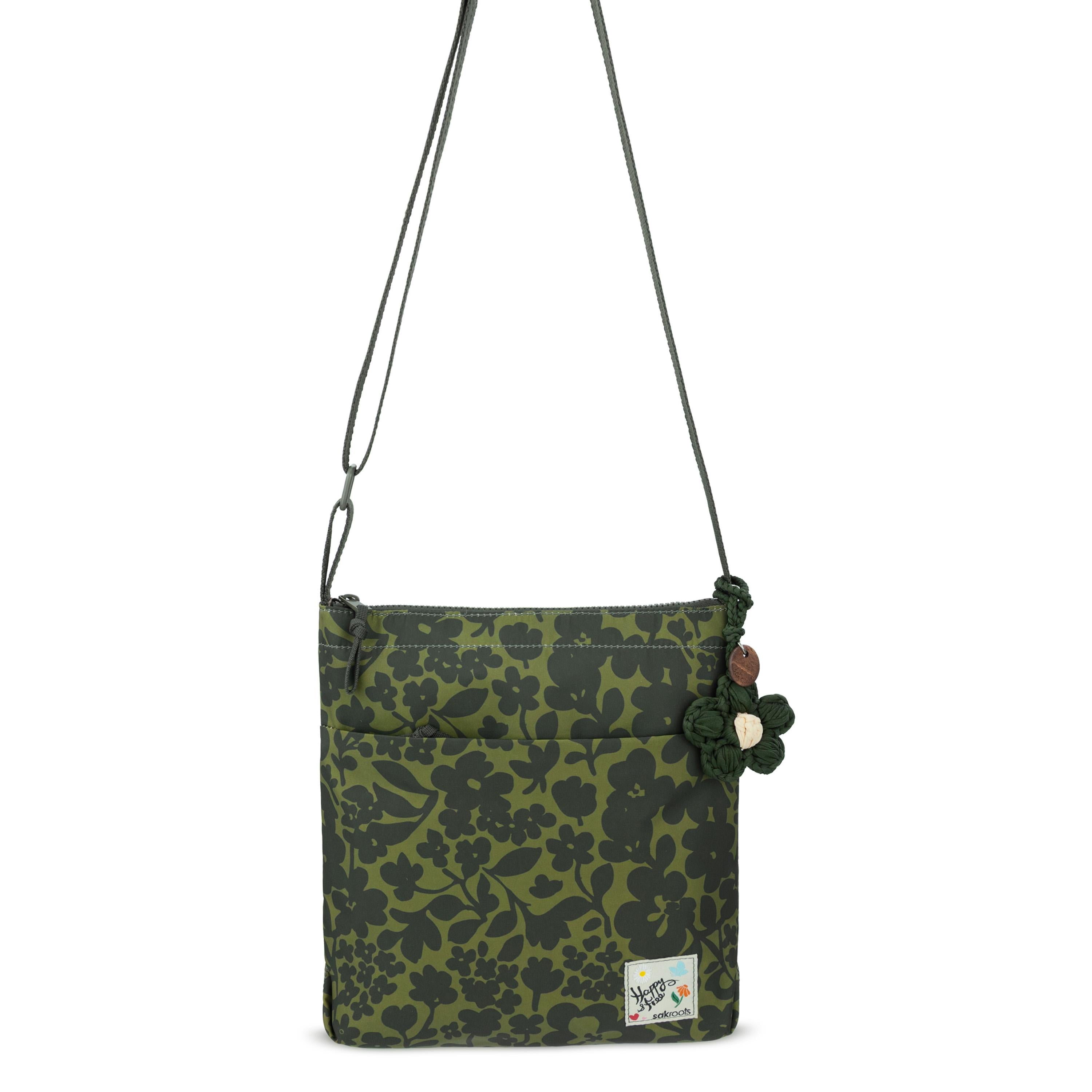 Sakroots Banyan Basic Crossbody - EcoTwill - Olive Shadow Floral