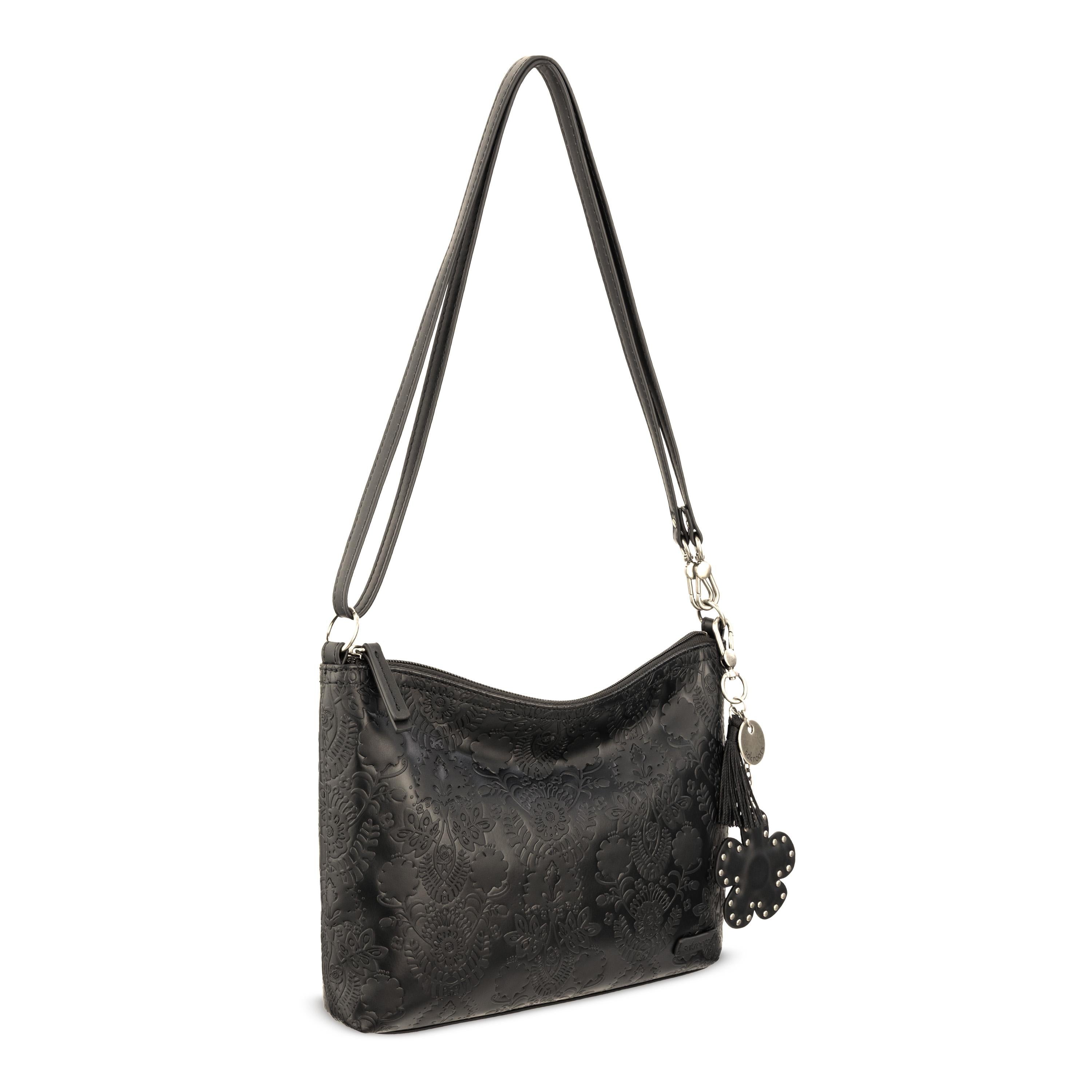 Sakroots Lumi Crossbody - EcoTwill - Black Floral Embossed