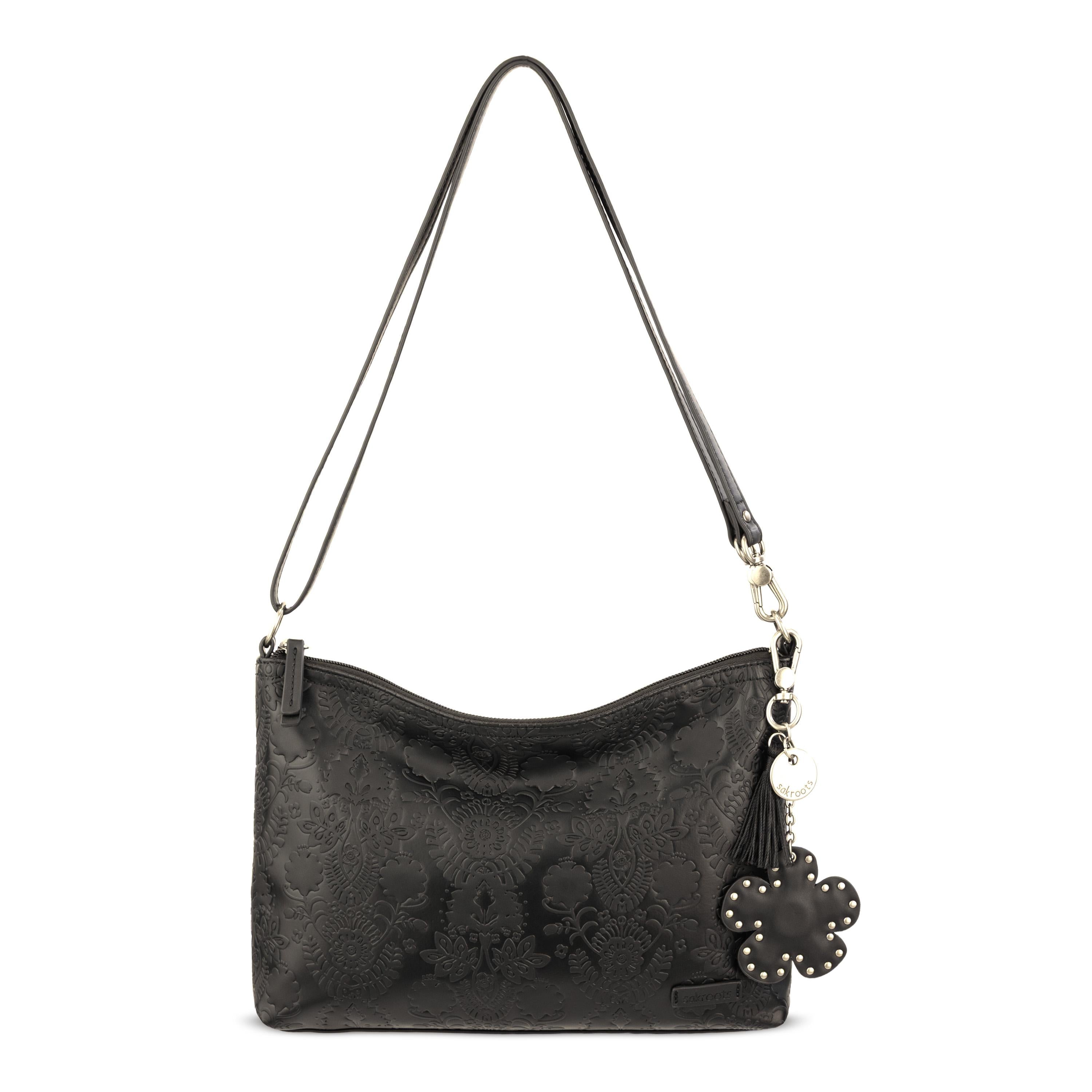 Sakroots Lumi Crossbody - EcoTwill - Black Floral Embossed