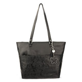 Sakroots Banyan Shoulder Tote - EcoTwill - Black Floral Embossed