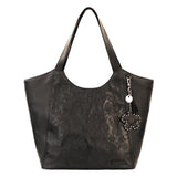 Sakroots Roma Large Tote - Vegan Leather - Black Floral Embossed