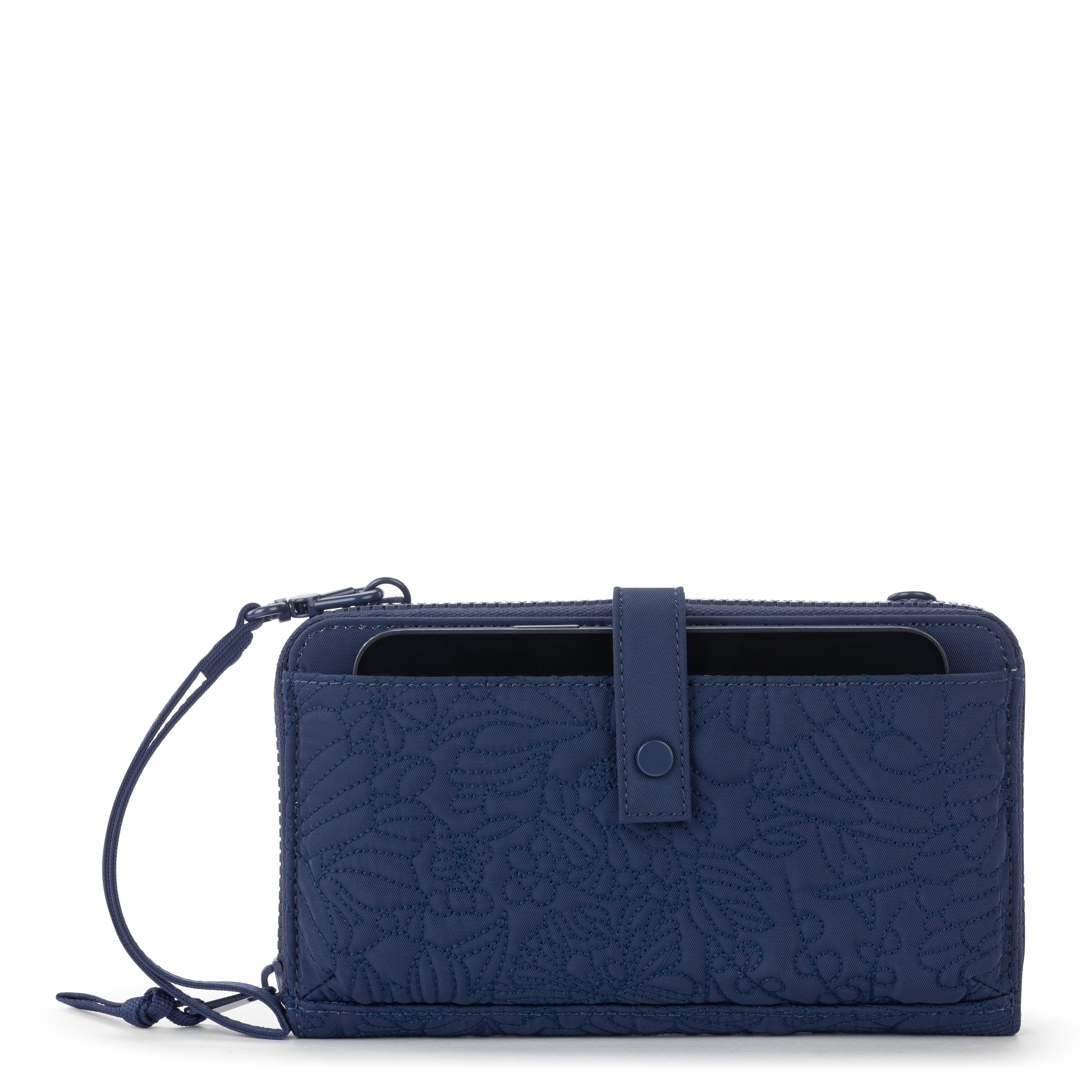 Sakroots Smartphone Wallet - EcoTwill - Navy Flower Blossom Quilted