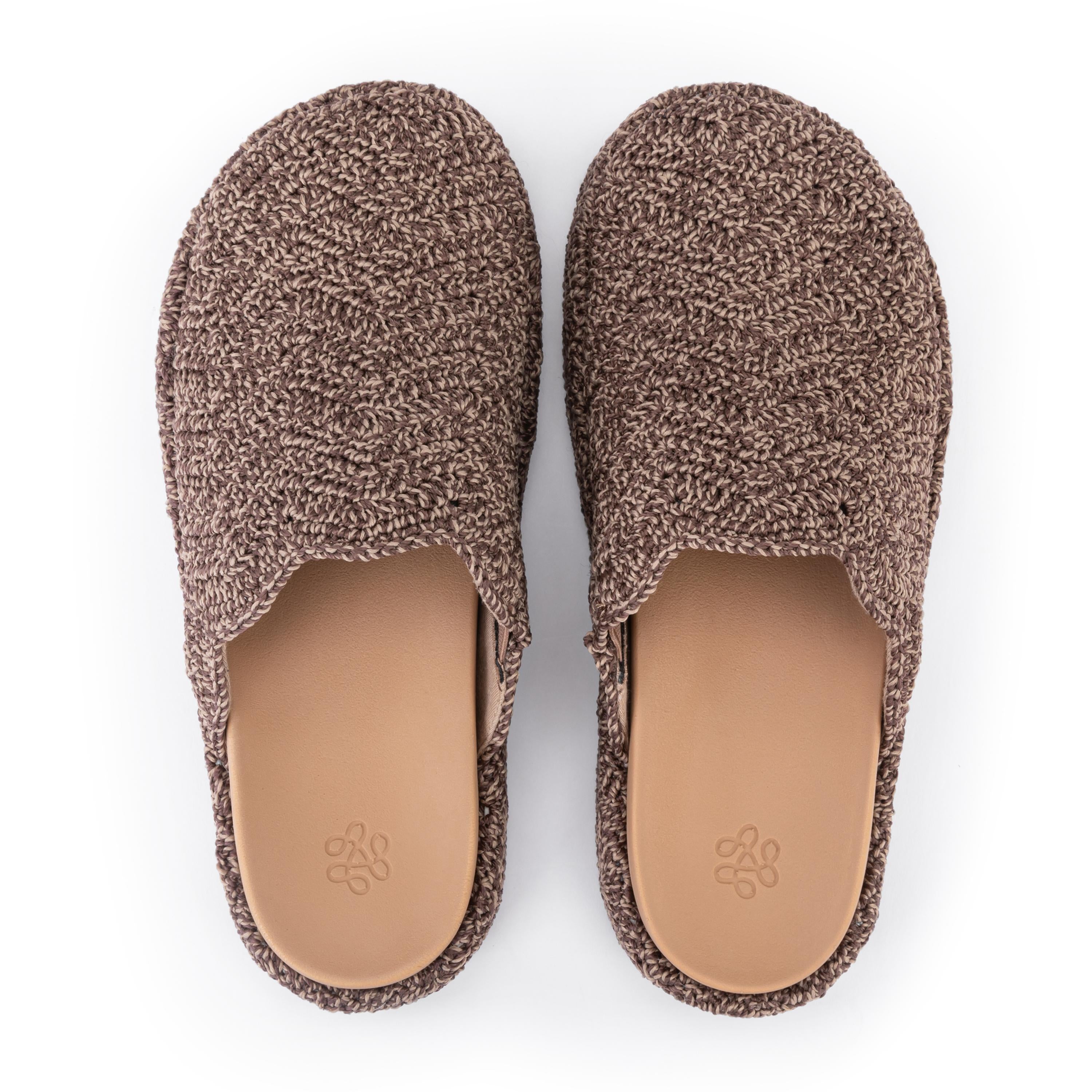 The Sak Bryn Platform Clog - Hand Crochet - Nutmeg Static Ripple