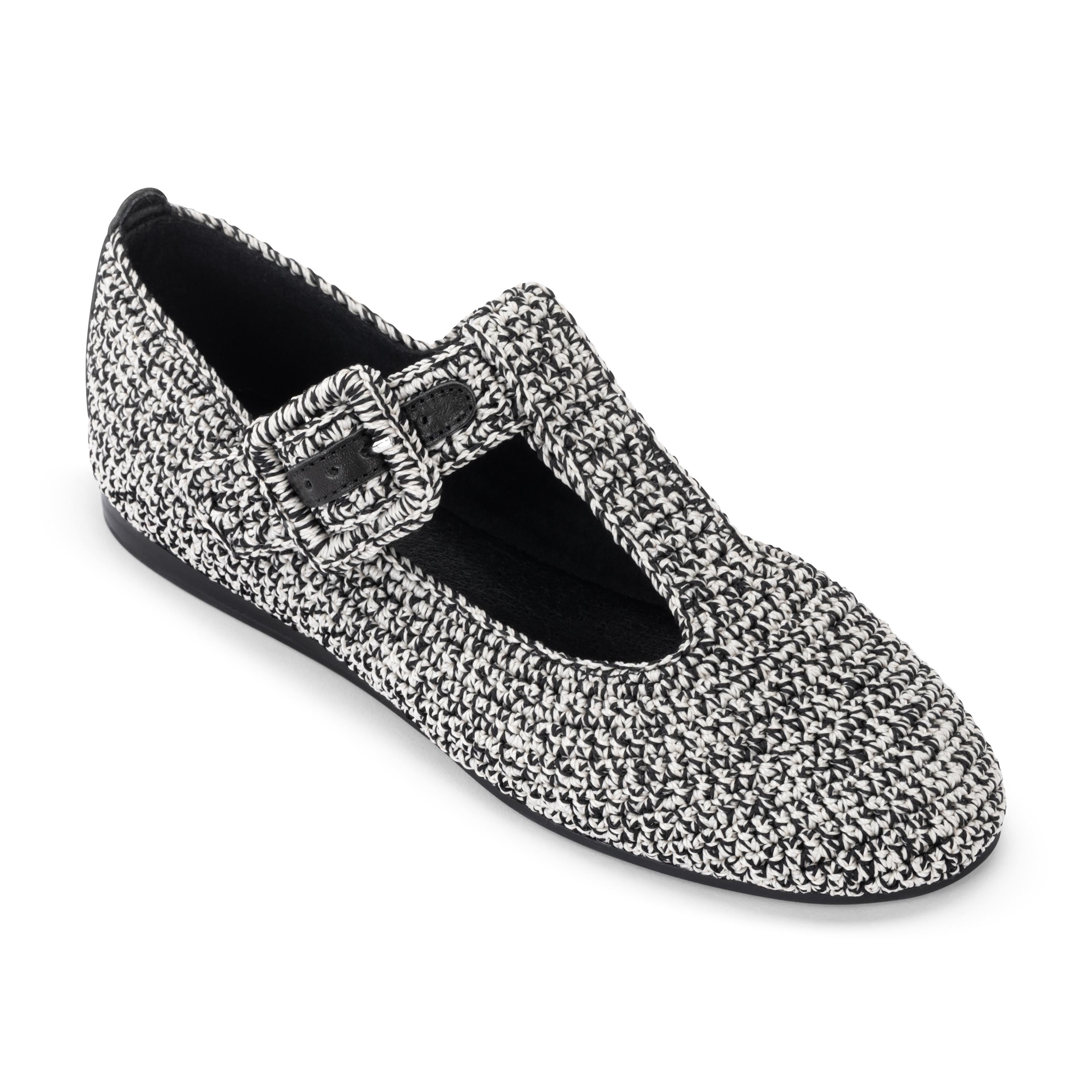 The Sak Leland T Strap Ballet Flat - Hand Crochet - Moonlight Static