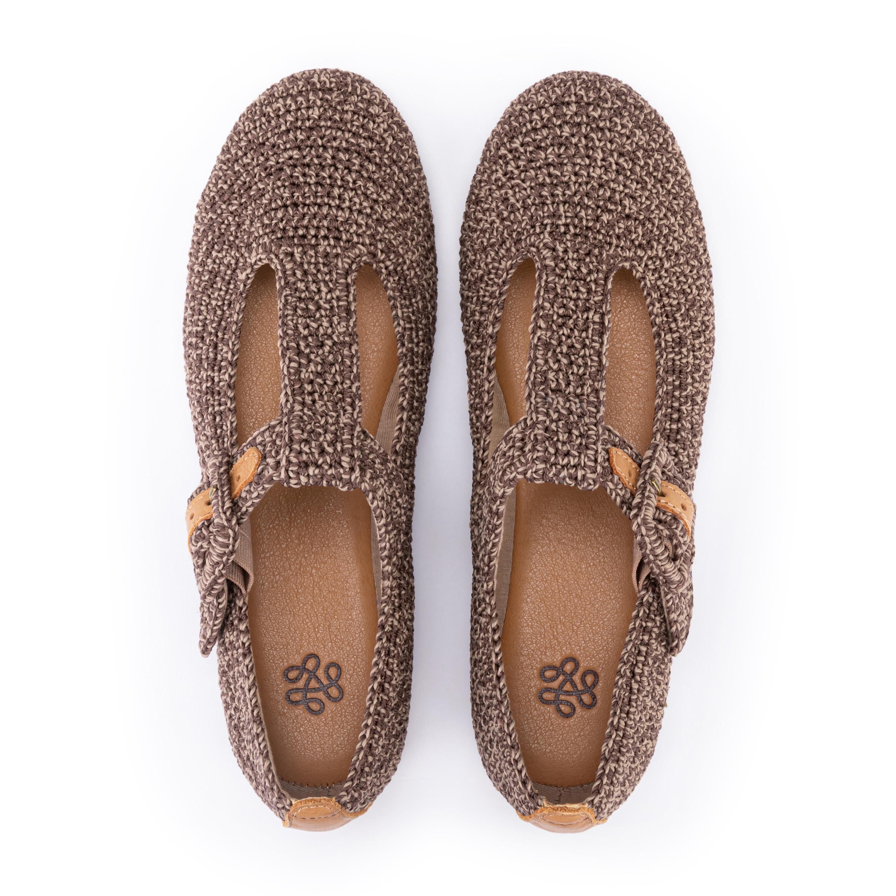 The Sak Leland T Strap Ballet Flat - Hand Crochet - Nutmeg Static