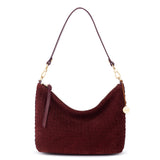 The Sak Juniper Small Hobo - Leather - Black Cherry Suede Woven