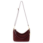 The Sak Juniper Small Hobo - Leather - Black Cherry Suede Woven
