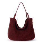 The Sak Los Feliz Large Tote - Leather - Black Cherry Suede Woven