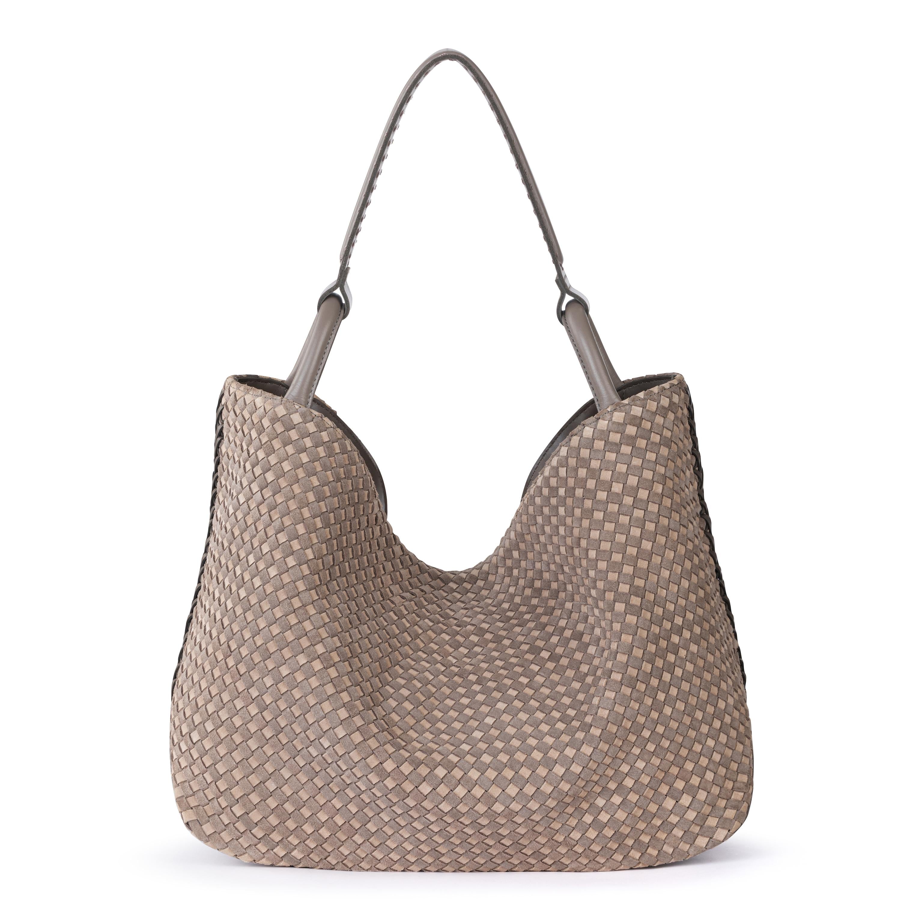 The Sak Los Feliz Large Tote - Leather - Mushroom Suede Sand Suede Woven