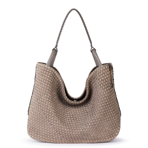 The Sak Los Feliz Large Tote - Leather - Mushroom Suede Sand Suede Woven