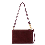 The Sak Vita Convertible Wristlet - Leather - Black Cherry Suede Woven