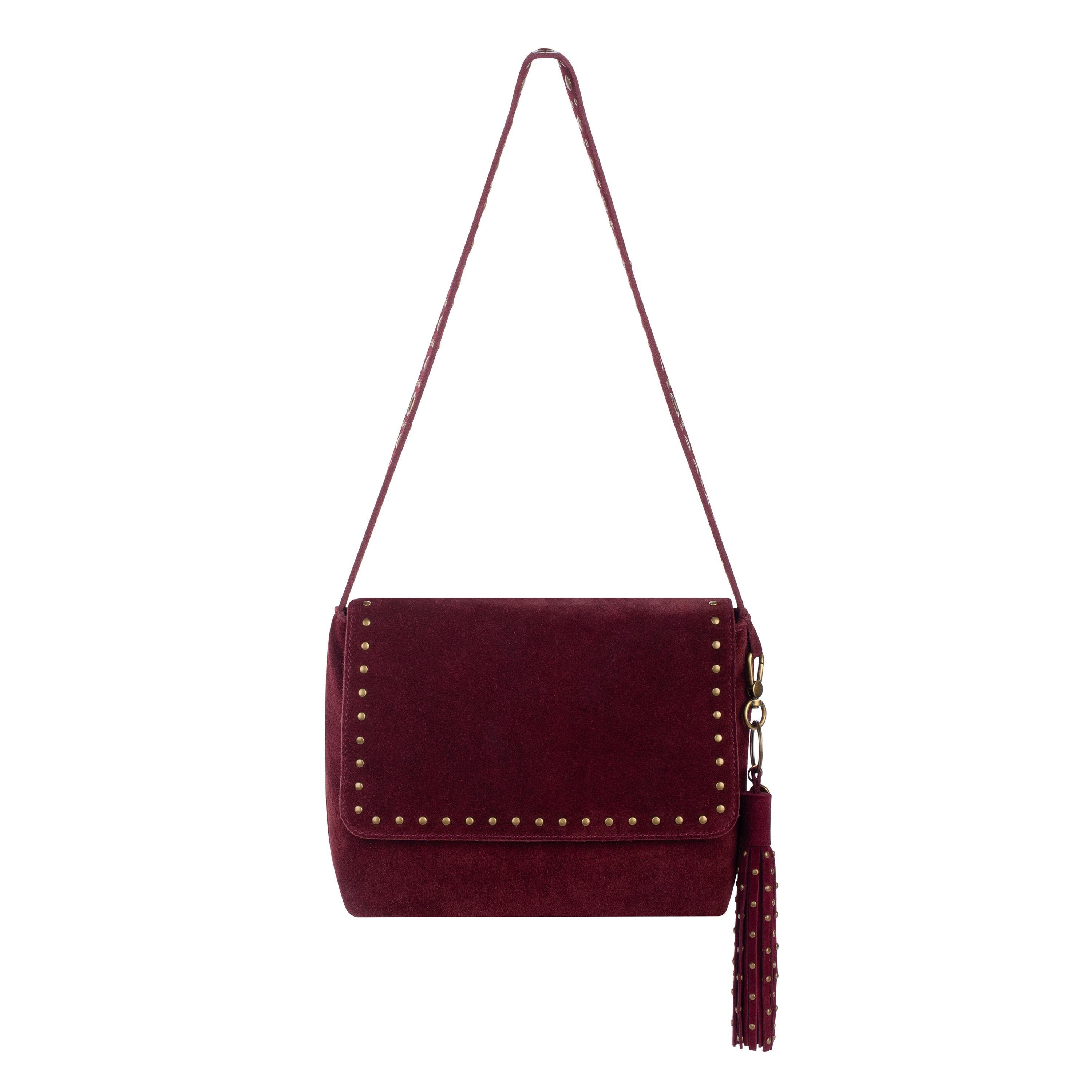 The Sak Birch Tassel Dangle - Leather - Black Cherry Suede Stud