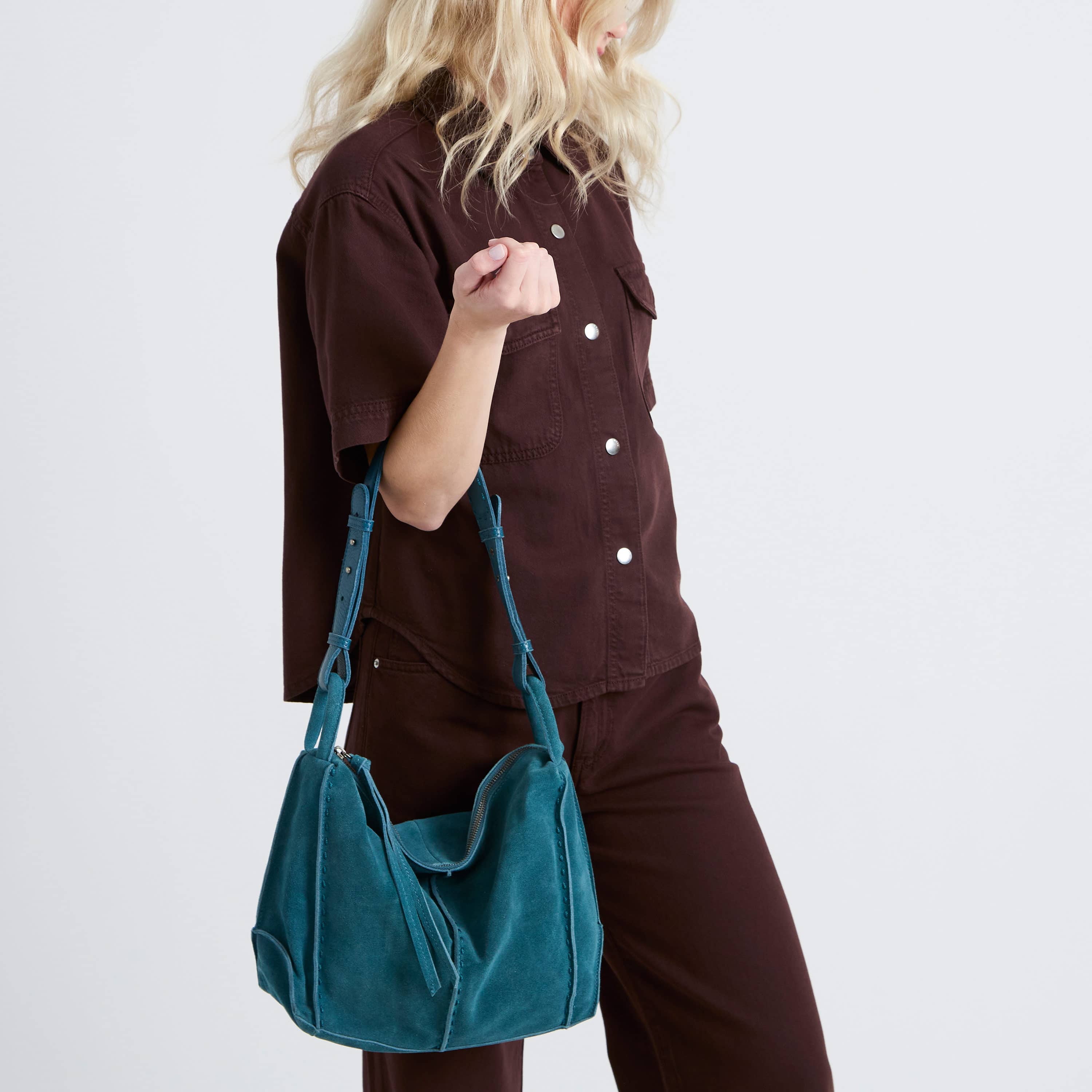 The Sak Los Feliz Hobo - Leather - Deep Teal Suede
