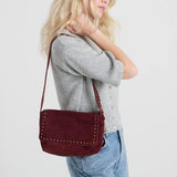 The Sak Marlow Flap Shoulder - Leather - Black Cherry Suede Belt
