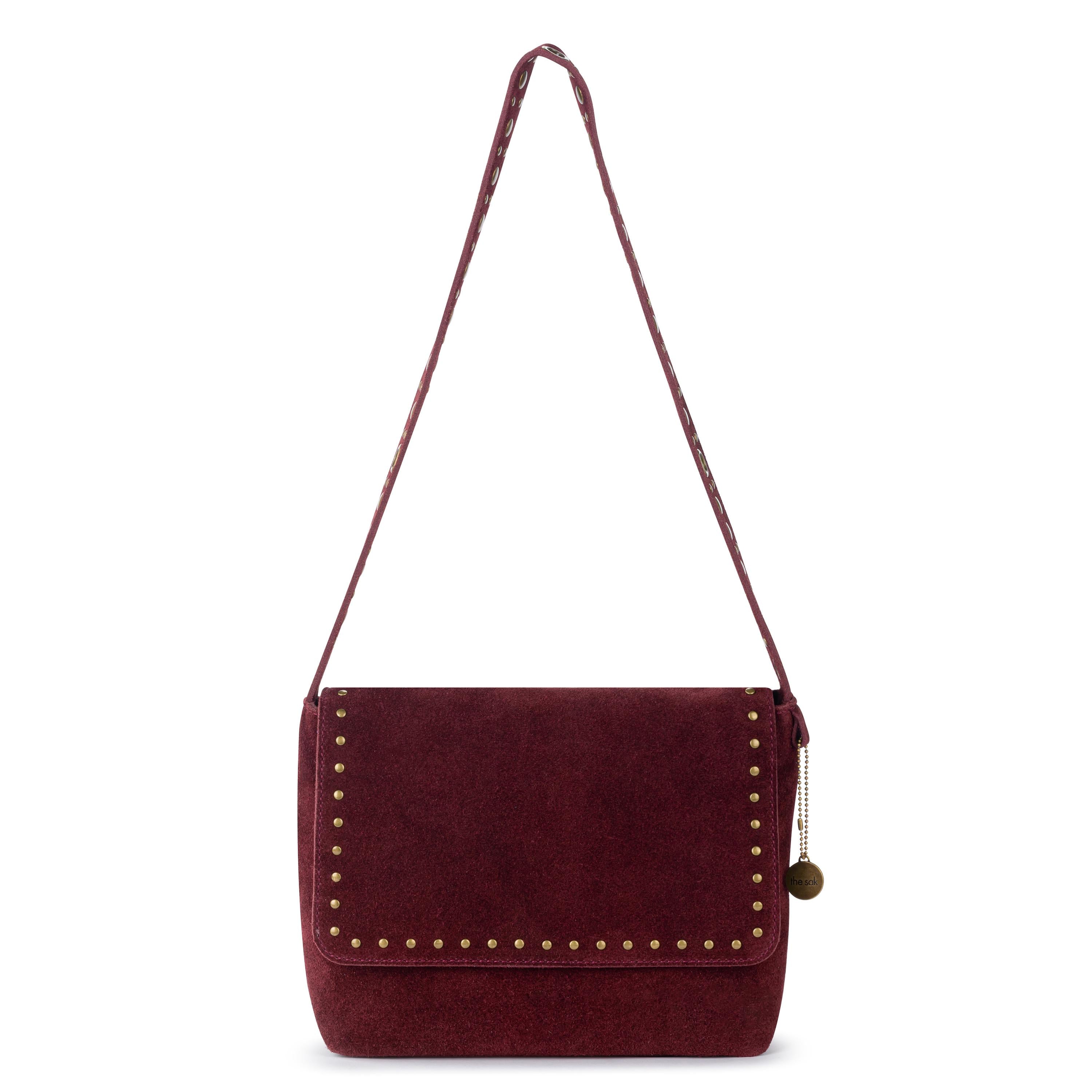 The Sak Marlow Flap Shoulder - Leather - Black Cherry Suede Belt