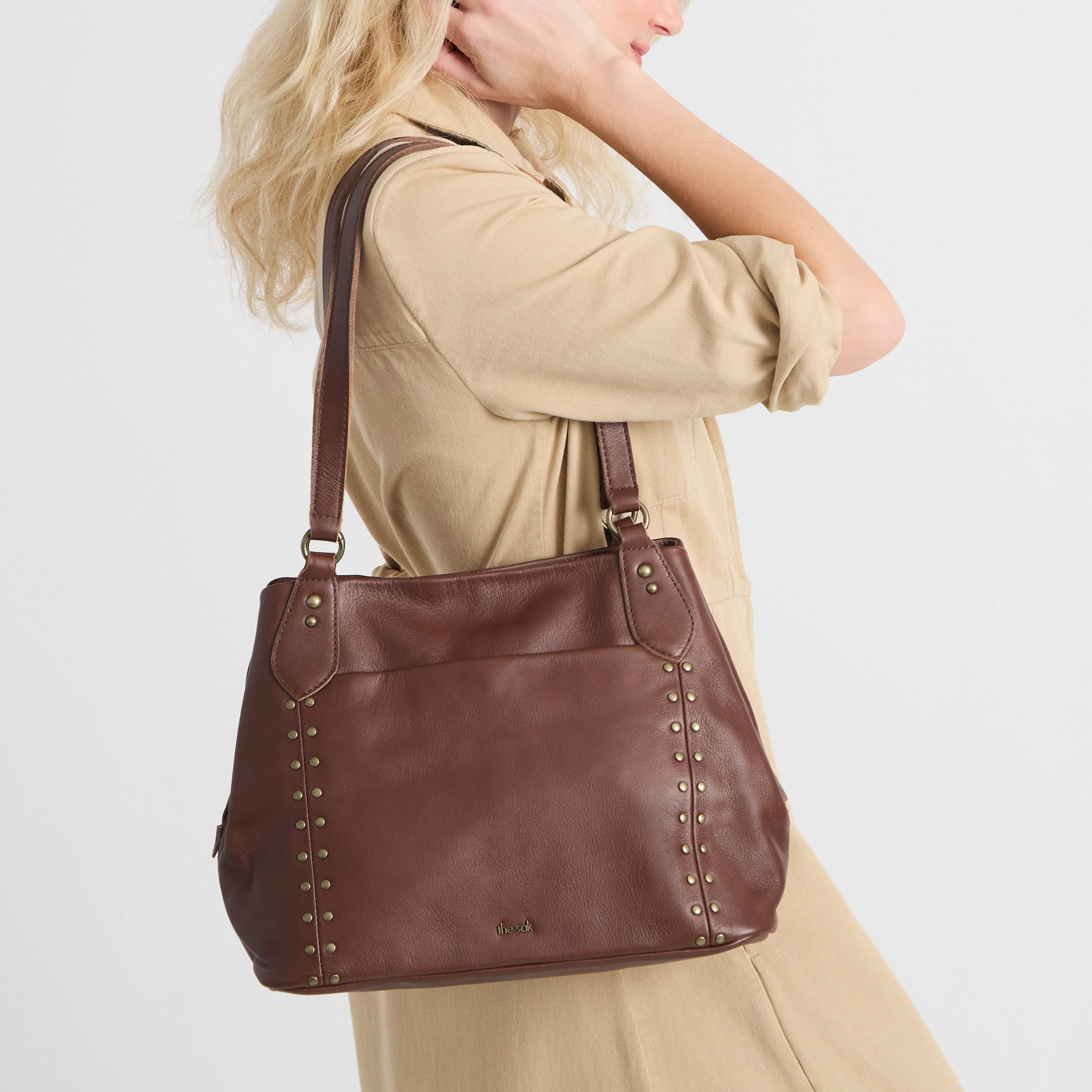 The Sak Melrose Satchel - Leather - Whiskey Gold Stud