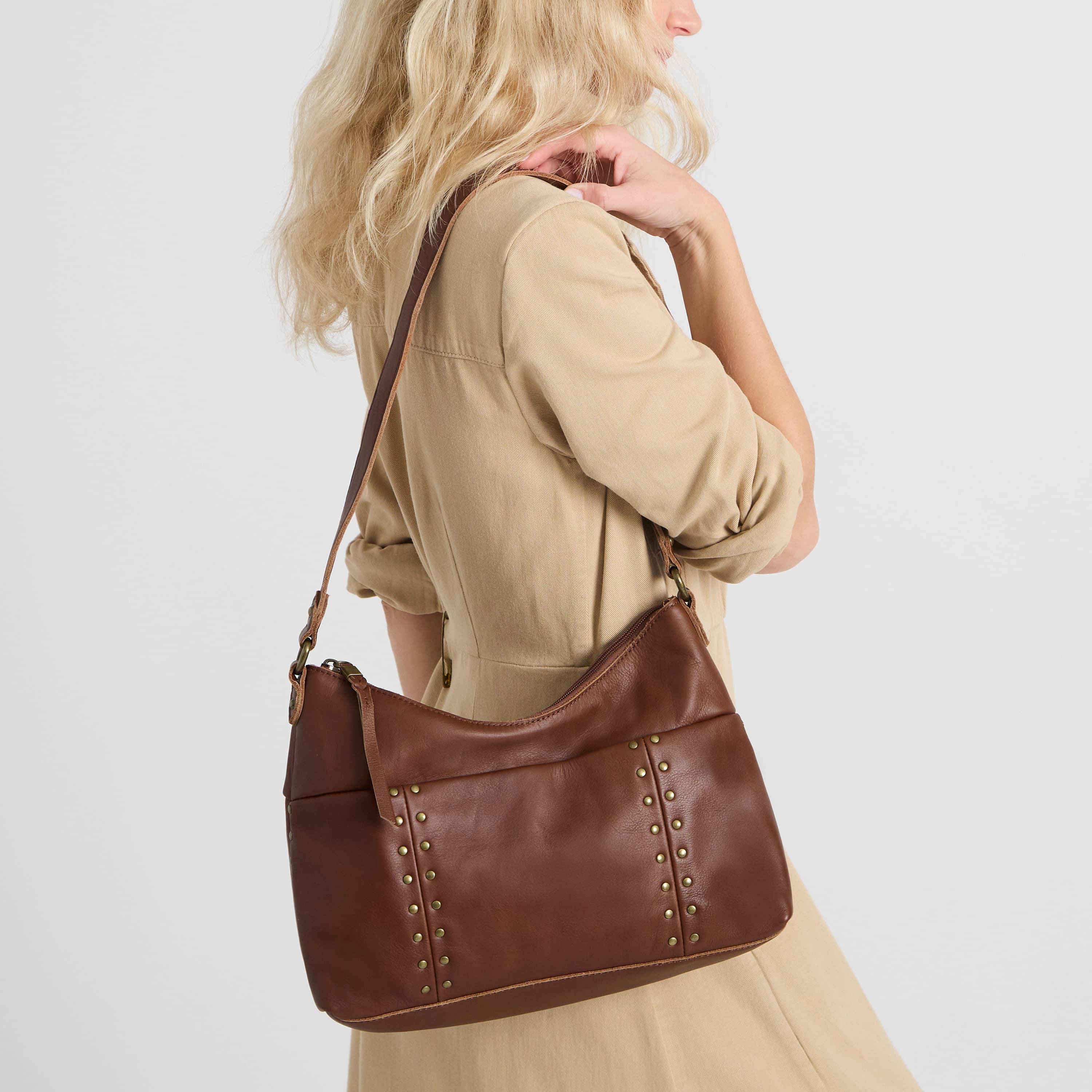 The Sak Melrose Shoulder Bag - Leather - Whiskey Gold Stud