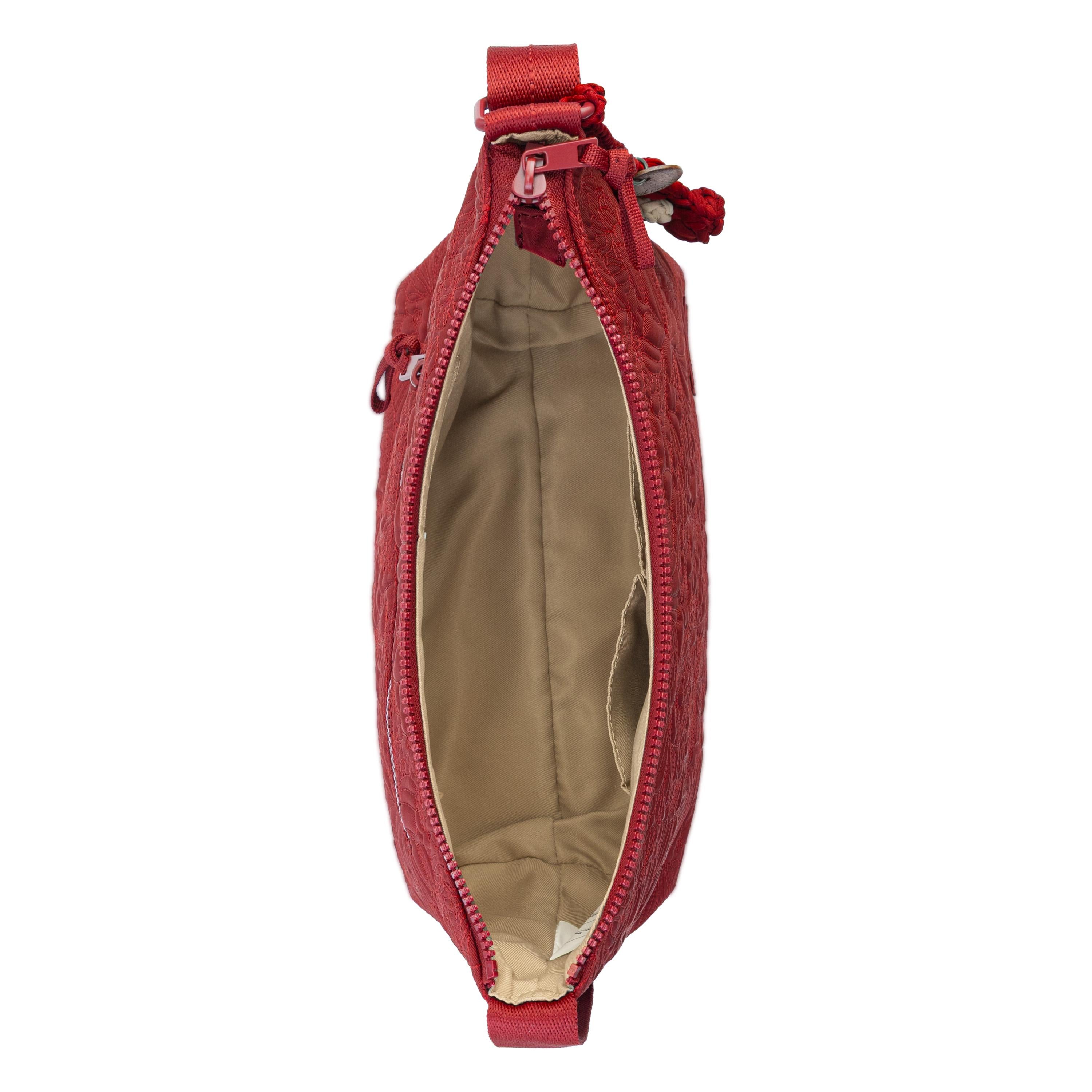 Sakroots Banyan Hobo - EcoTwill - Crimson Flower Blossom Quilted