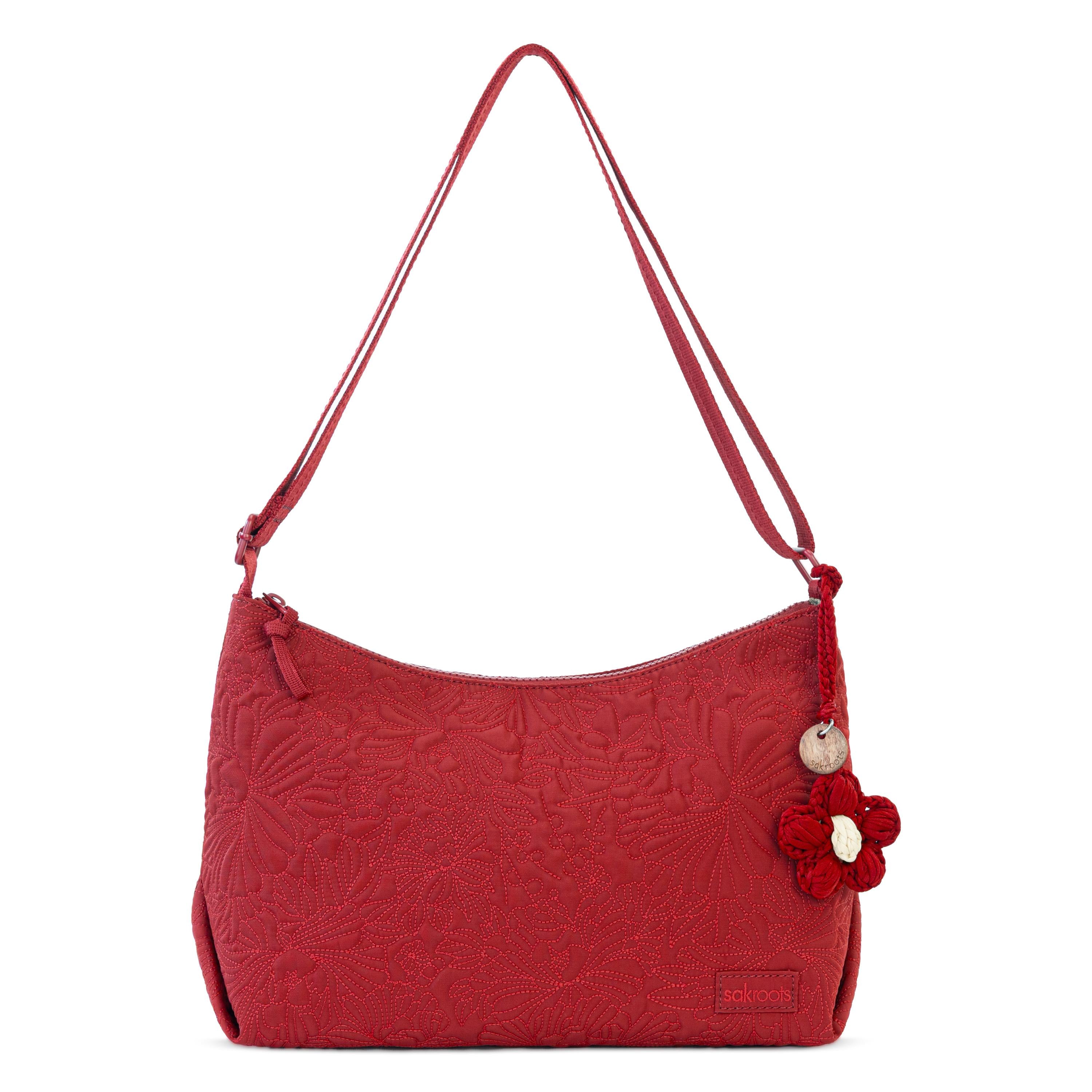 Sakroots Banyan Hobo - EcoTwill - Crimson Flower Blossom Quilted