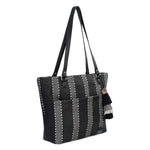 Sakroots Banyan Shoulder Tote - Straw - Black Metallic Woven